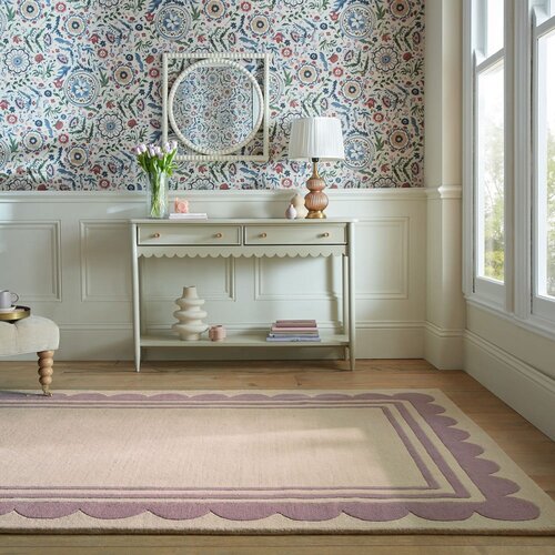 Flair Rugs Vijolična/v naravni barvi ročno tkana volnena preproga 160x230 cm Lois Scallop &amp;ndash; Slike