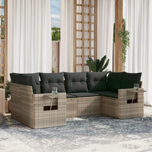 vidaXL 6-dijelni set vrtnih sofa od poliratana s jastucima svjetlosivi Cijene