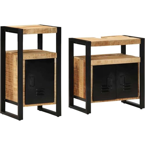  Set namještaja za kupaonicu 2 pcs Smeđa Čvrsto grubo drvo manga Cene
