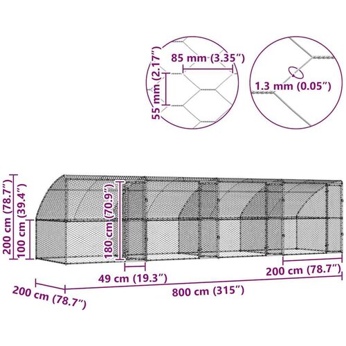  Kućica za pse s pohranom 4 pcs Srebrno 8 x 2 x 2 m Čelik Slike