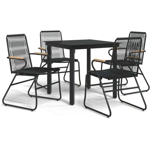 VidaXL 5-dijelni vrtni blagovaonski set od PVC ratana crni Slike