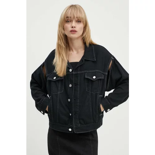 MM6 MAISON MARGIELA Jeans jakna ženska, črna barva, S62AN0121