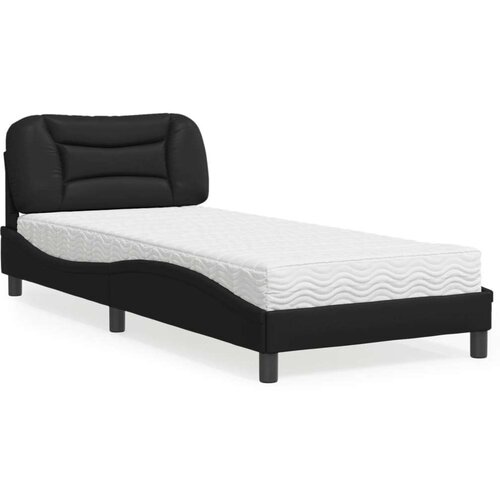 Krevet s madracem crni 90 x 200 cm od umjetne kože Slike