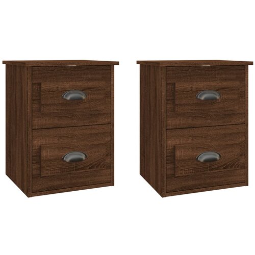 Maison Chic Stenski Dvo delni komplet Nočne omarice - Nočne mize rjavi hrast 41,5x36x53 cm, (21686776) Slike