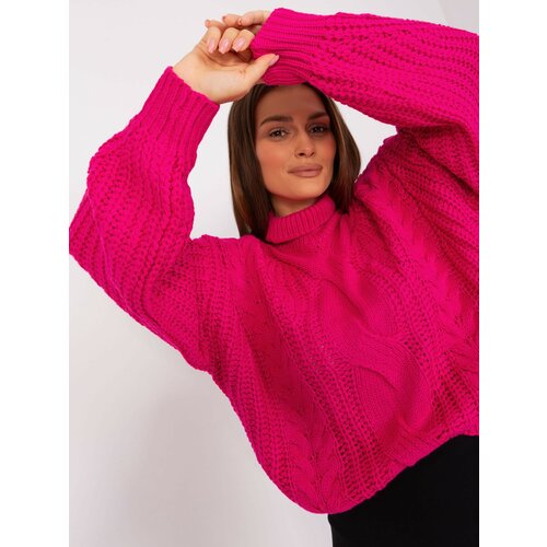 Fashion Hunters Women's Fuchsia Oversize Sweater with Turtleneck Slike