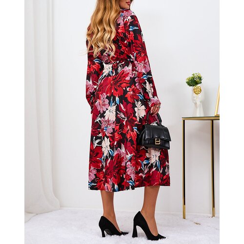 Resti Red and burgundy patterned women&amp;#039;s maxi dress Slike