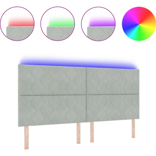  LED Uzglavlje Dijamant Blok Dizajn Svjetlosiva 200 cm Velvet Slike
