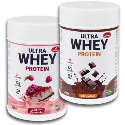 Olympic Whey Protein Ultra, Čokolada i Cheesecake malina, 750 g, 2 komada Cene