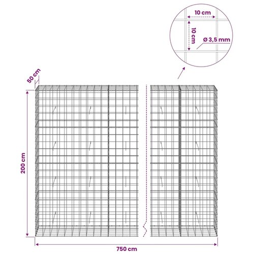  Gabion s žicom debljine 3 5 mm i mrežom 10x10 cm 750x50x200 cm - 50 cm 200 cm 750 cm Slike