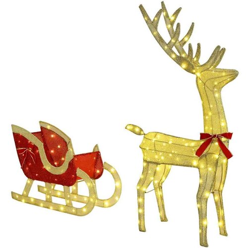 vidaXL Reindeer vuče saonice Topla bijela 120 cm 55 cm tkanina Cene