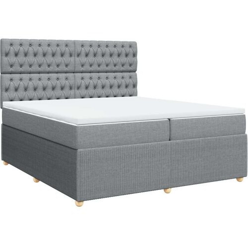 VidaXL Krevet s oprugama i madracem svjetlosivi 200 x 200cm od tkanine Slike