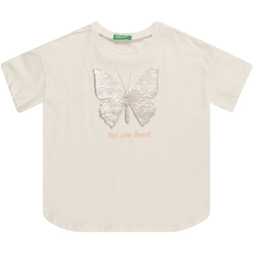 United Colors Of Benetton Majica boja pijeska / svijetlonarančasta / srebro Slike