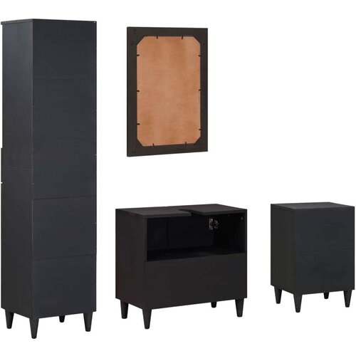  Set ormarića za kupaonicu s ladicama 4 pcs Čvrsto drvo manga Slike