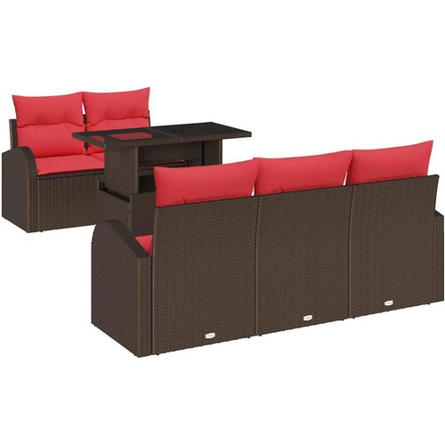vidaXL Vrtna sedežna garnitura 6 pcs Rjava 100 x 55 x 73 cm Poly ratan, (5000020326) Cene