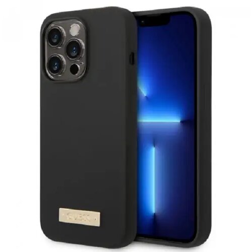 Guess Futrola za iPhone 14 Pro Max LIQ. SILICONE LOGO PLATE BLACK MagSafe Cene
