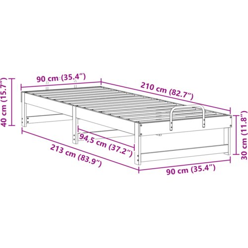  Krevetna konstrukcija s ručkama Smeđa 90 x 210 cm Slike
