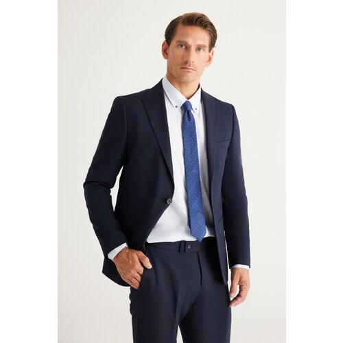 ALTINYILDIZ CLASSICS Men's Navy Blue Extra Slim Fit Slim Fit Swallow Collar Suit Slike