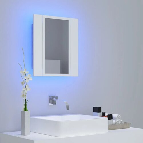  LED kupaonski ormarić s ogledalom bijeli 40x12x45 cm akrilni - Bijela - OUTLET - NEPREUZETO Slike