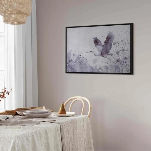  Slika - Majestic flight - a crane in flight in monochrome 60x40 U crnom drvenom okviru Slike