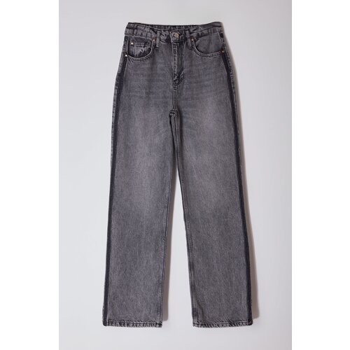 Trendyol Anthracite Color Block High Waist Wide Leg Jeans Slike