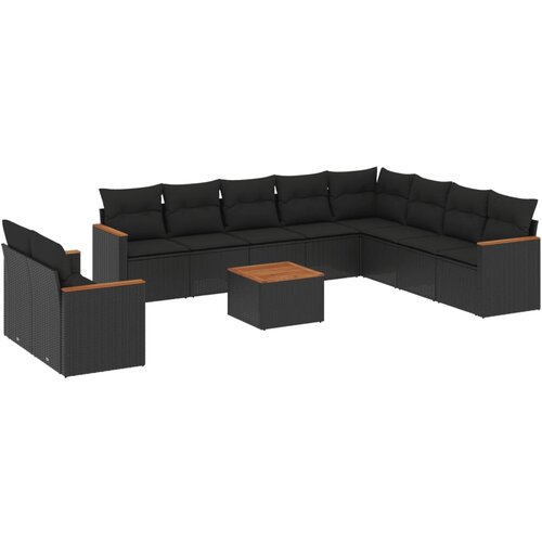 Maison Chic Seti vrtnega pohištva - Vrtna garnitura - Vrtni pohištvo set 11-delna z blazinami črn poli ratan, (21820291) Cene