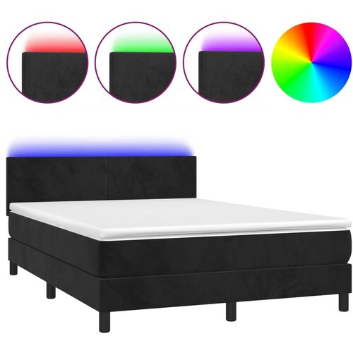 Maison Chic Box spring postelja - Vzmetna postelja z vzmetnico LED črna 140x190 cm žamet SL22456, (21890554) Cene
