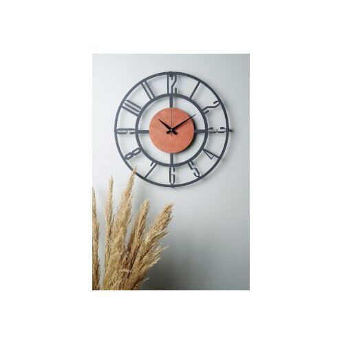 WALLXPERT dekorativni metalni zidni sat Myk9911 crna orange Slike