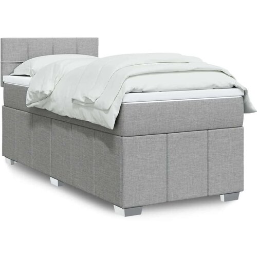vidaXL Box spring postelja z vzmetnico svetlo siv 100x200 cm blago Cene