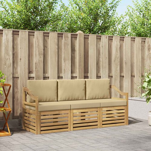  Set vanjskih sofa 3 kom. Bijela i bež Poliester Slike