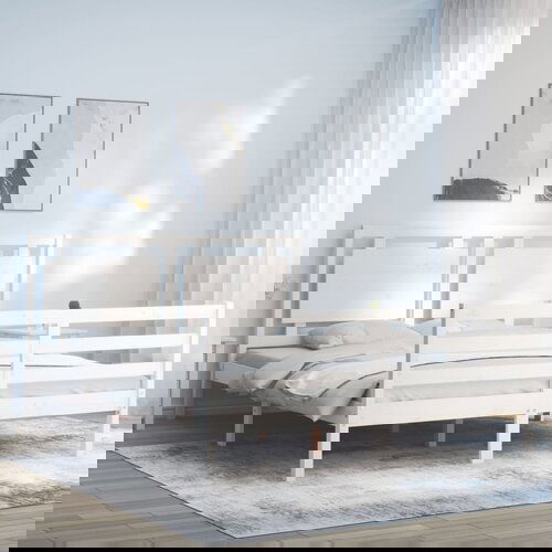VidaXL Okvir za krevet s uzglavljem sivi 160 x 200 cm od masivnog drva Slike