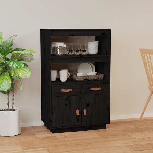  Visoka komoda crni 67 x 40 x 108,5 cm od masivne borovine Cijene