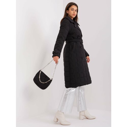 Fashion Hunters Black Long Winter Jacket With Belt Slike