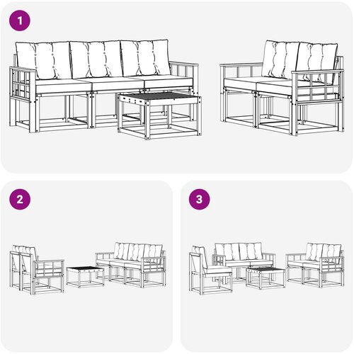  Set vanjskih sofa 6 kom. Prirodna i crna Slike