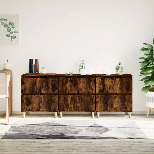  Komode 3 kom boja dimljenog hrasta 60x35x70cm konstruirano drvo Cijene