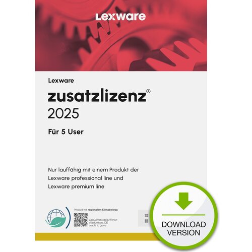 LEXWARE Zusatzlizenz 2025 f&amp;uuml;r 5 User - 1 Device, ABO - ESD -DownloadESD&amp;quot; Slike