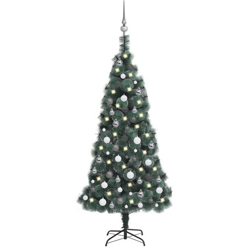 vidaXL Umetna novoletna jelka z LED lučkami in bučkami zelena 150 cm Cene