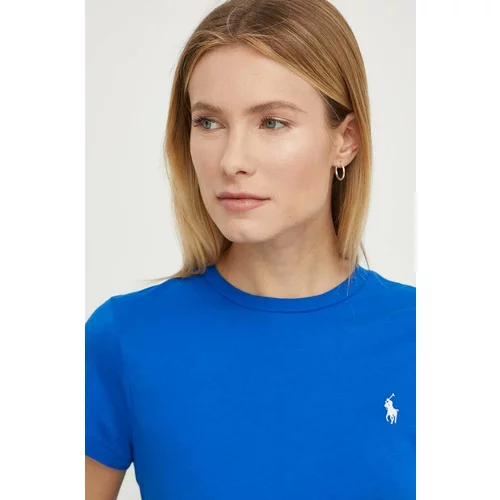 Polo Ralph Lauren Bombažna kratka majica ženski, mornarsko modra barva