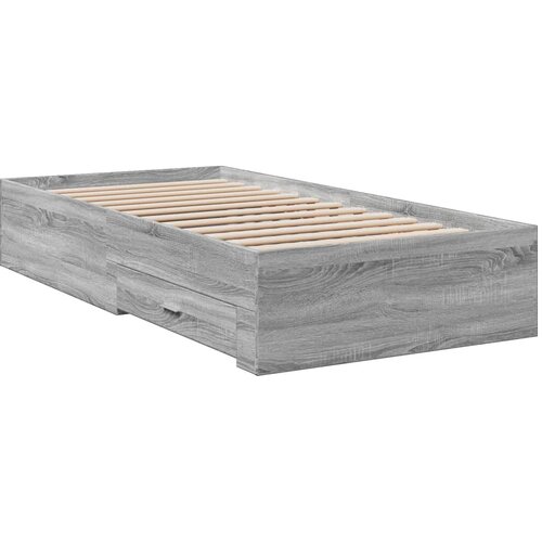 VidaXL Posteljni okvir s predali siva sonoma 75x190 cm inženirski les, (21111283) Slike