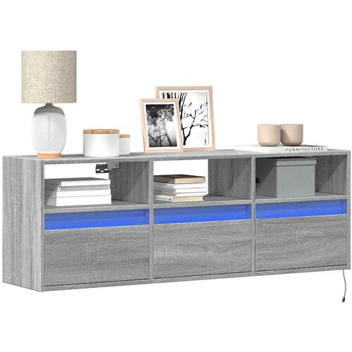  Zidni TV ormarić s LED svjetlima boja hrasta 130x31x45 cm Cene