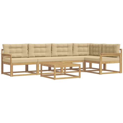  Set vanjskih sofa 6 kom. Bijela i bež Poliester Slike