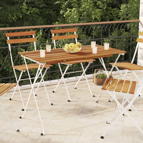 VidaXL Sklopivi bistro stol 100 x 54 x 71 cm od drva bagrema i čelika Slike