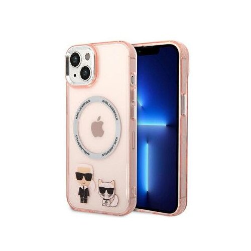 Karl Lagerfeld Originalen ovitek MagSafe ovitek KLHMP14SHKCP za iPhone 14 6.1 prozorno roza silikonska za&amp;scaron;čita - Full bodies Slike