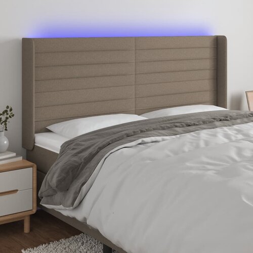  LED uzglavlje smeđesivo 203 x 16 x 118/128 cm od tkanine Cijene