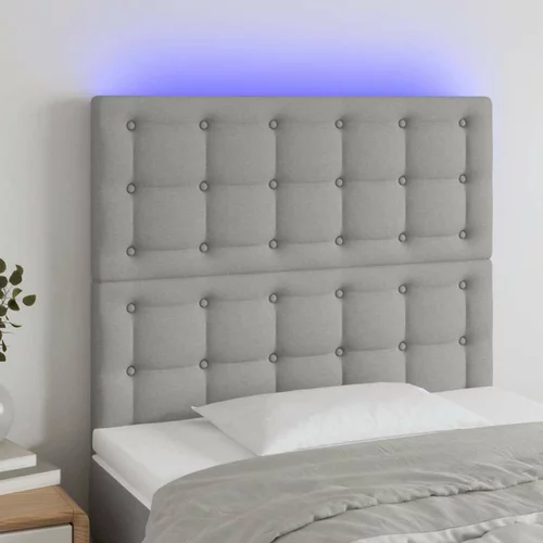 LED posteljno vzglavje svetlo sivo 90x5x118/128 cm blago, (20792600)