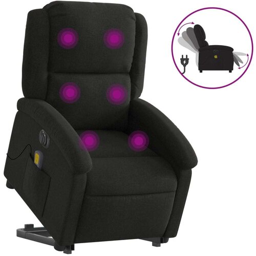 VidaXL Električni masažni naslonjač na podizanje od tkanine crni Slike