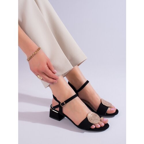 SHELOVET Women's Black Suede Low Heeled Sandals Cijene