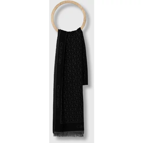 Calvin Klein Kratki vuneni šal boja: crna, s uzorkom