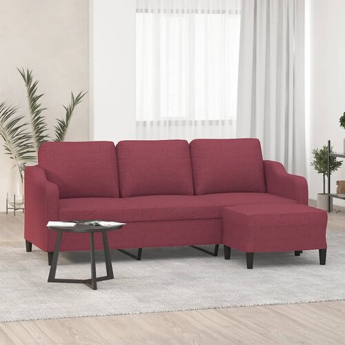  Trosjed s tabureom crvena boja vina 180 cm od tkanine Cene