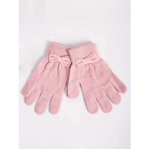 Yoclub Kids's Girls' Five-Finger Gloves With Bow RED-0010G-AA5B-002 Slike