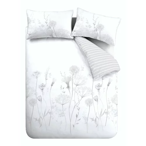 Catherine Lansfield Bela in siva posteljnina Meadowsweet Floral, 135 x 200 cm